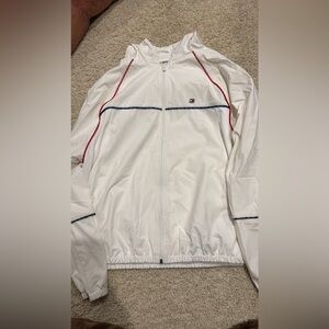 Tommy Hilfiger White Lightweight Jacket with Red and Blue Accents
